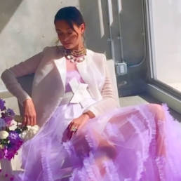 Gizele Oliveira in Mario Costantino Triolo Alta Moda for ELLE